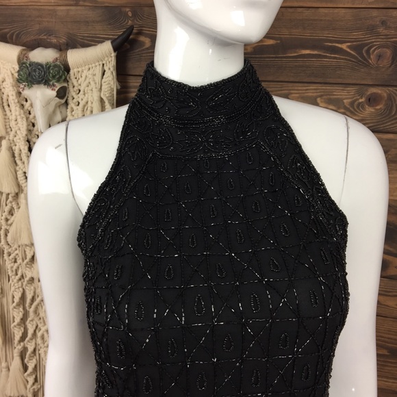 Cote D’azur | Beaded Halter Evening Silk Top - Picture 3 of 8